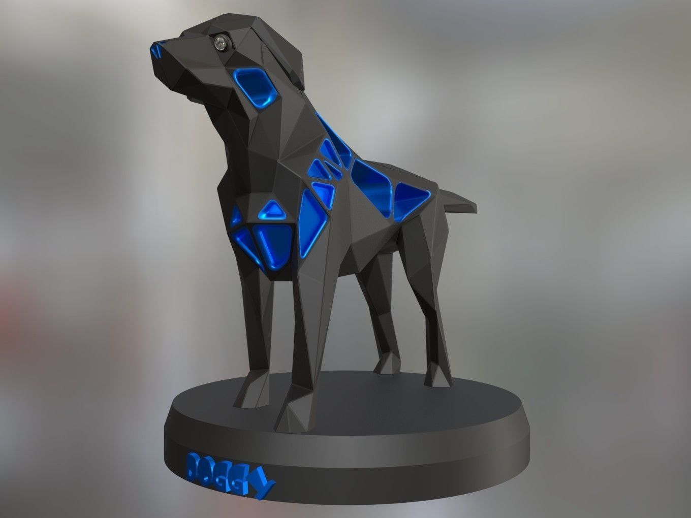 Voronoi Small Tan Dog Pose 3D print model_1