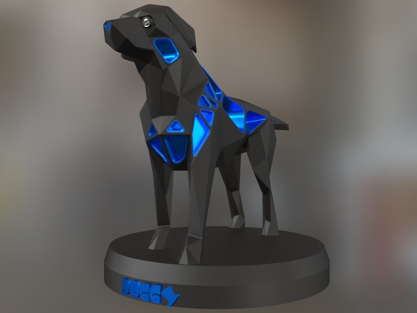 Voronoi Small Tan Dog Pose 3D print model_10