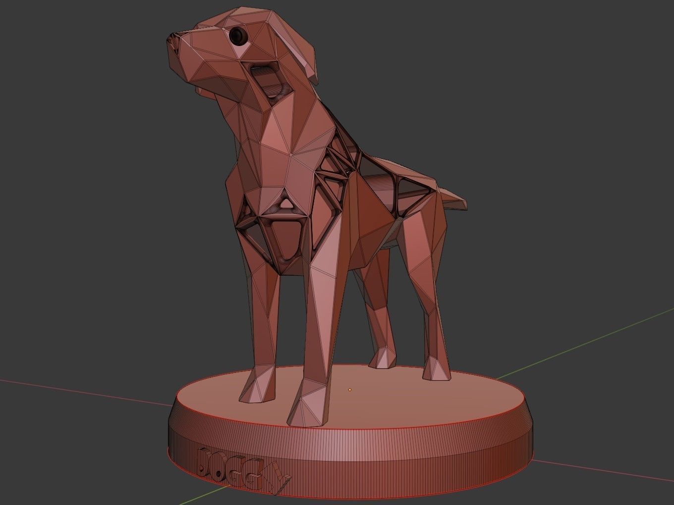 Voronoi Small Tan Dog Pose 3D print model_13