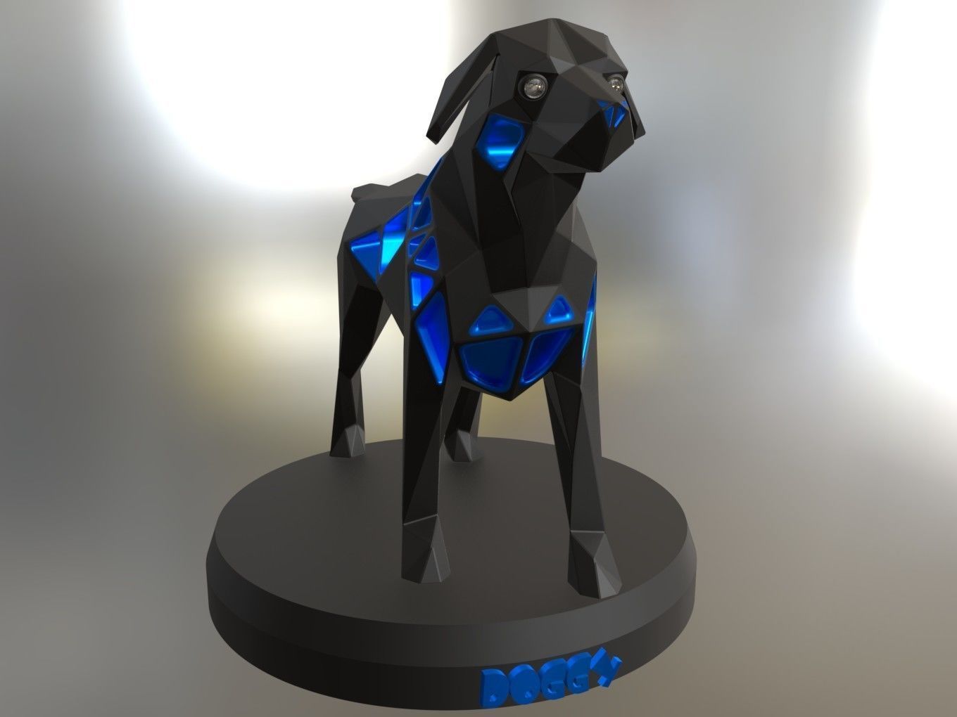 Voronoi Small Tan Dog Pose 3D print model_2