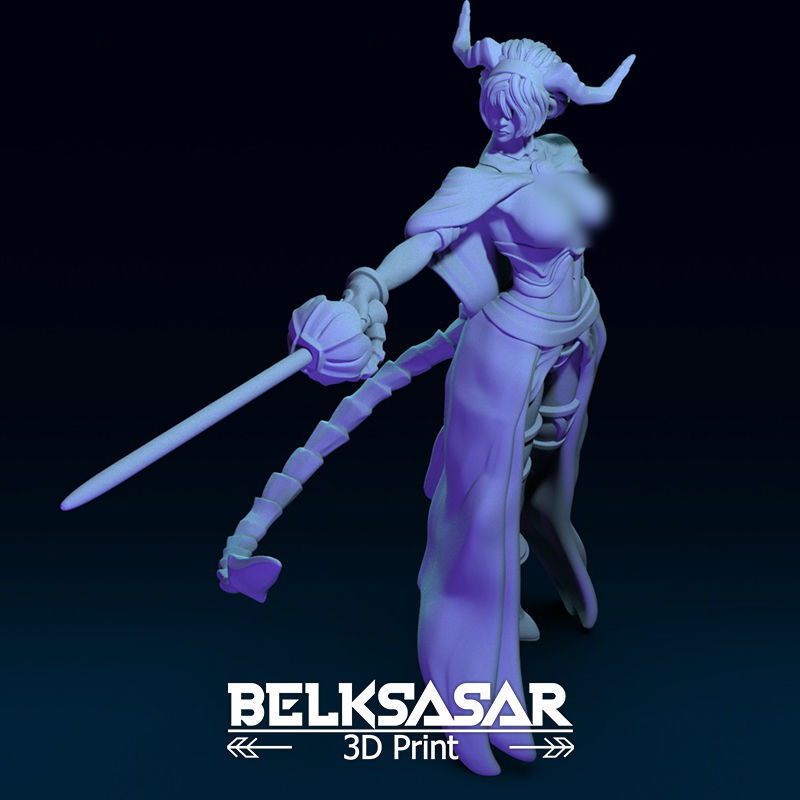 Tiefling Fighter Duelist Topless 3D print model_15