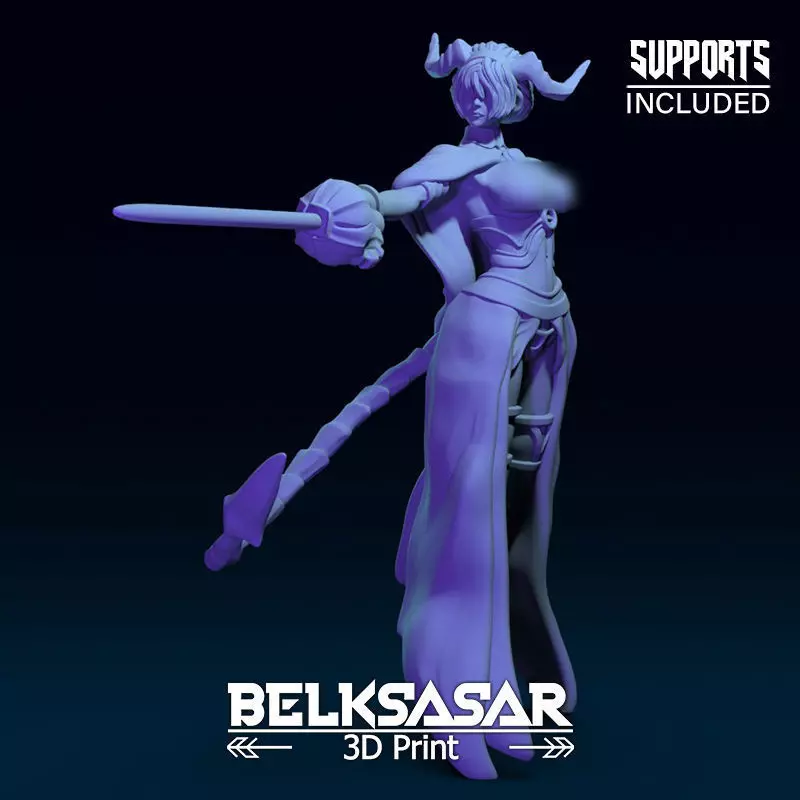 Tiefling Fighter Duelist Topless 3D print model_0