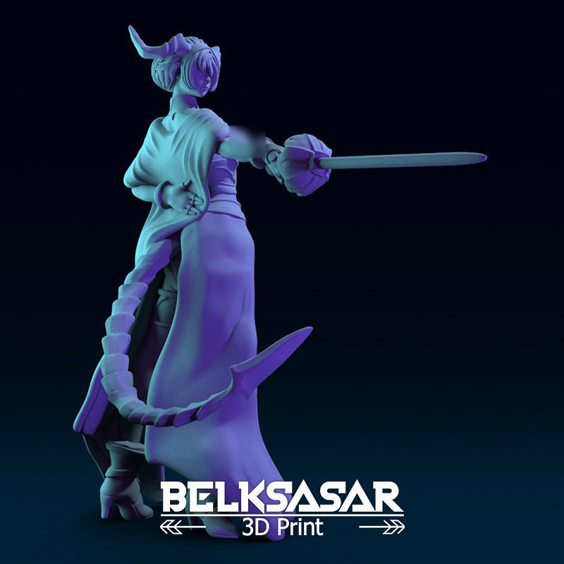 Tiefling Fighter Duelist Topless 3D print model_6