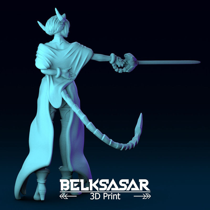 Tiefling Fighter Duelist Normal and Topless 3D print model_24