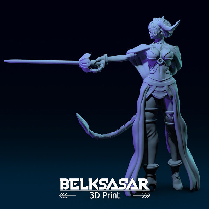 Tiefling Fighter Duelist Normal and Topless 3D print model_21