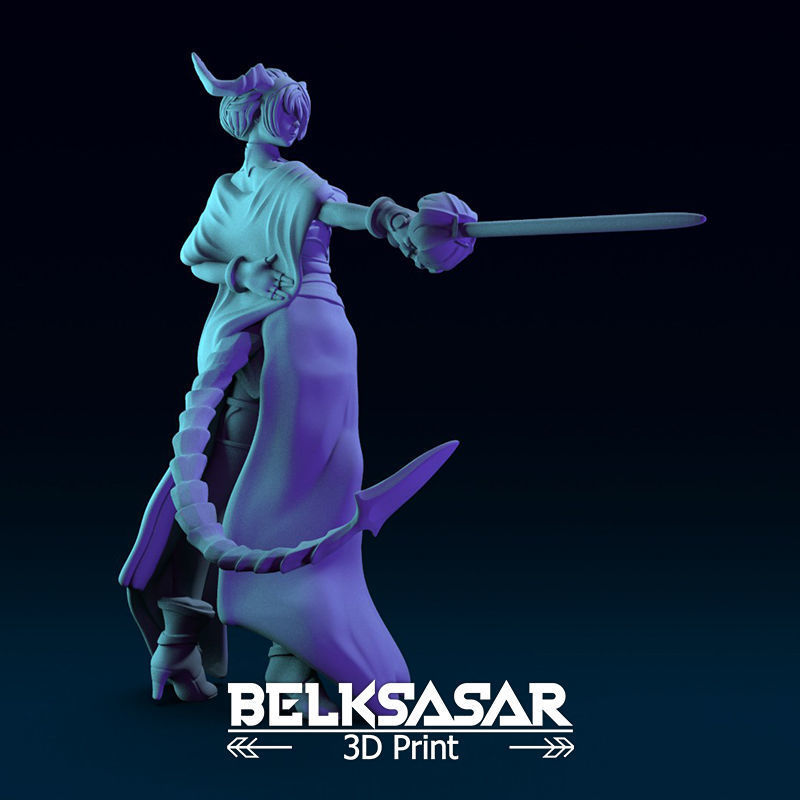 Tiefling Fighter Duelist Normal and Topless 3D print model_27