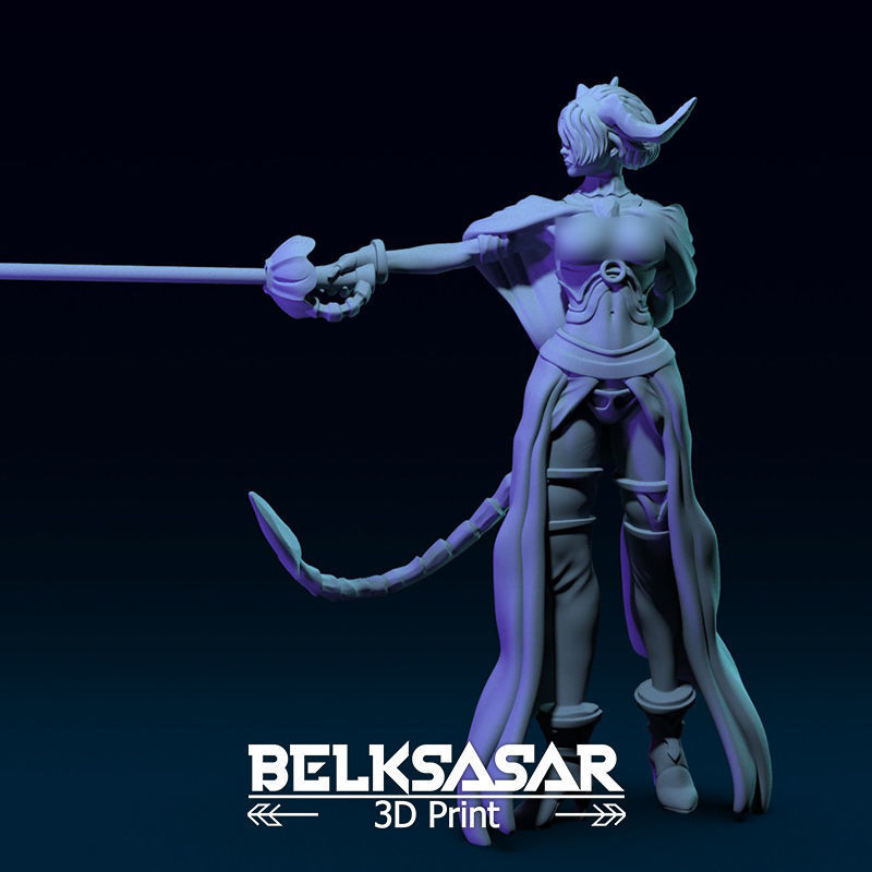 Tiefling Fighter Duelist Normal and Topless 3D print model_7