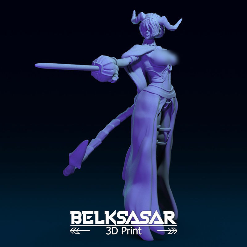Tiefling Fighter Duelist Normal and Topless 3D print model_4