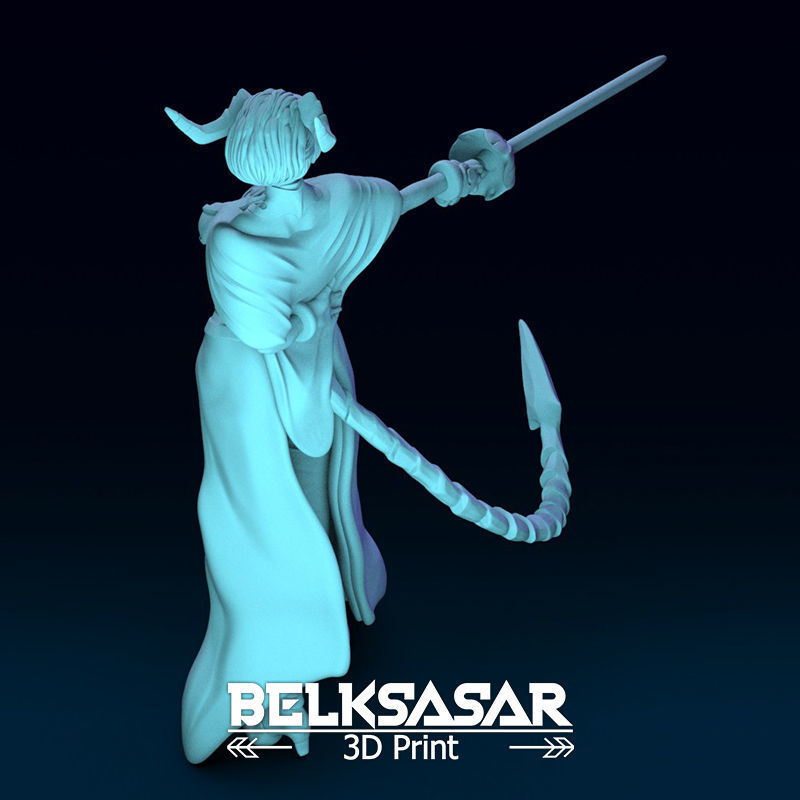 Tiefling Fighter Duelist Normal and Topless 3D print model_38