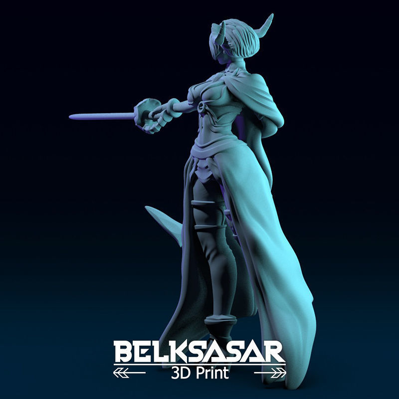 Tiefling Fighter Duelist Normal and Topless 3D print model_20