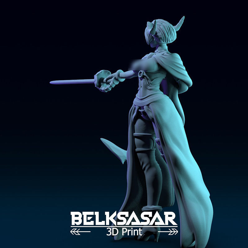Tiefling Fighter Duelist Normal and Topless 3D print model_3