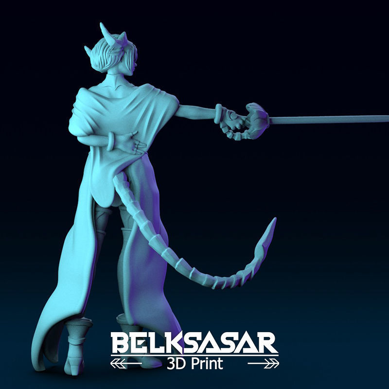Tiefling Fighter Duelist Normal and Topless 3D print model_6