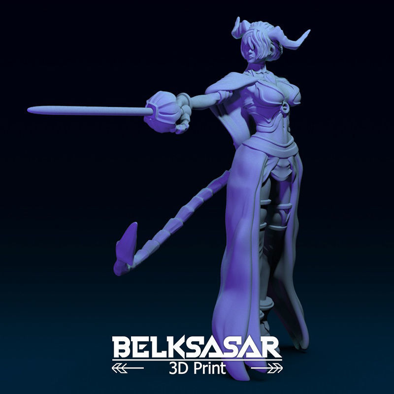 Tiefling Fighter Duelist Normal and Topless 3D print model_23