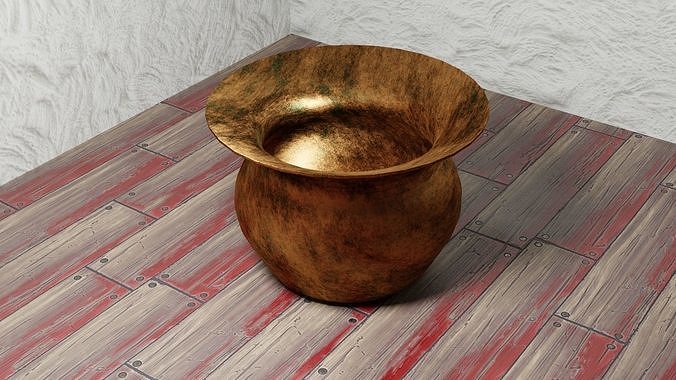 Rusted Copper Spittoon Low-poly 3D model