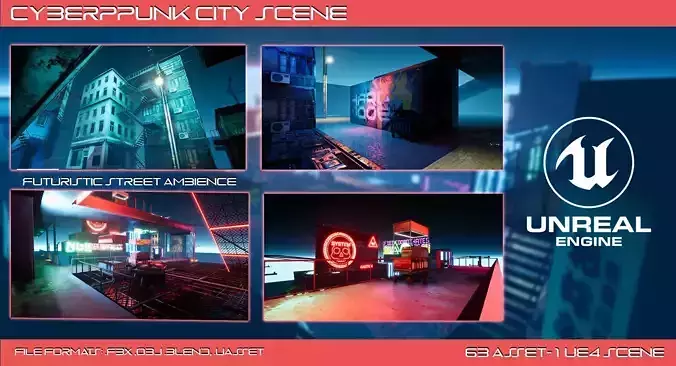 Cyberpunk City Scene 3D model