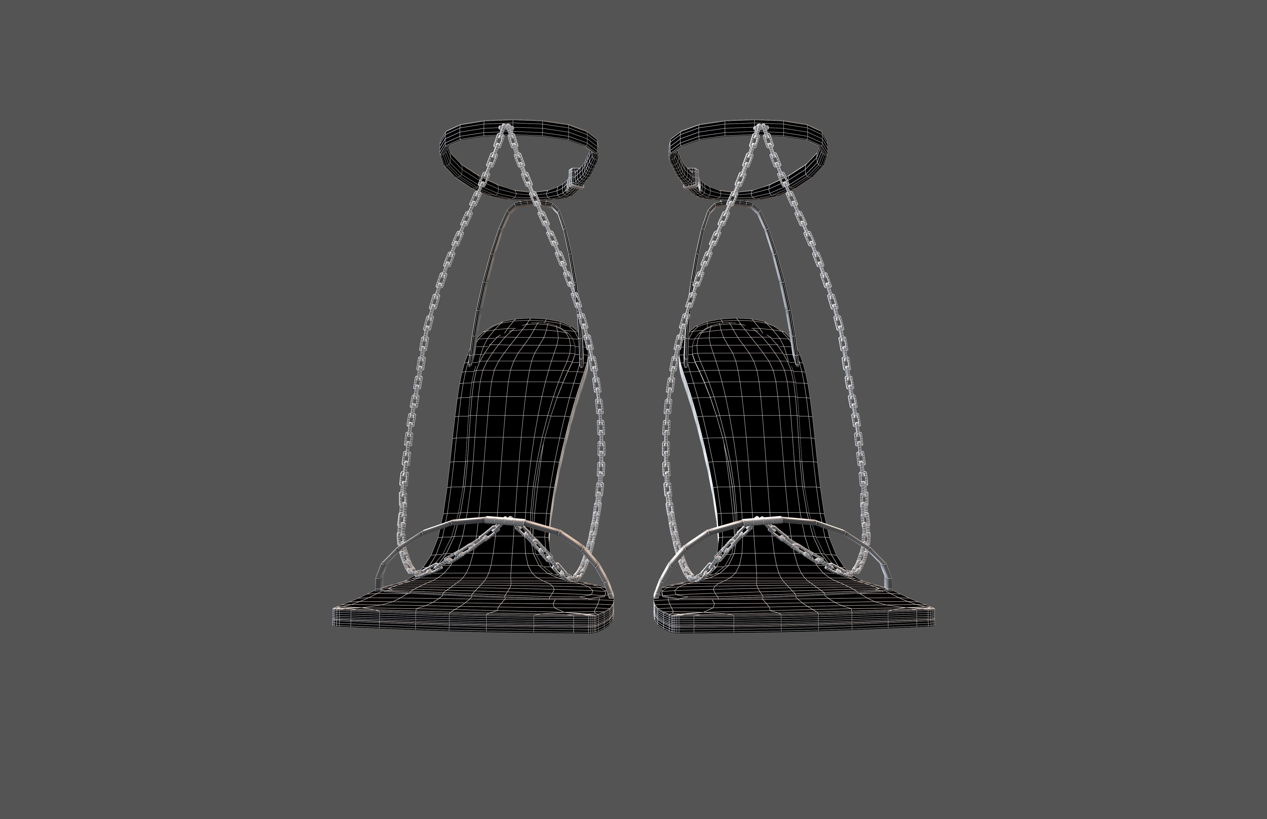 Square Toe Leather Sandals v2 003 Low-poly 3D model_6