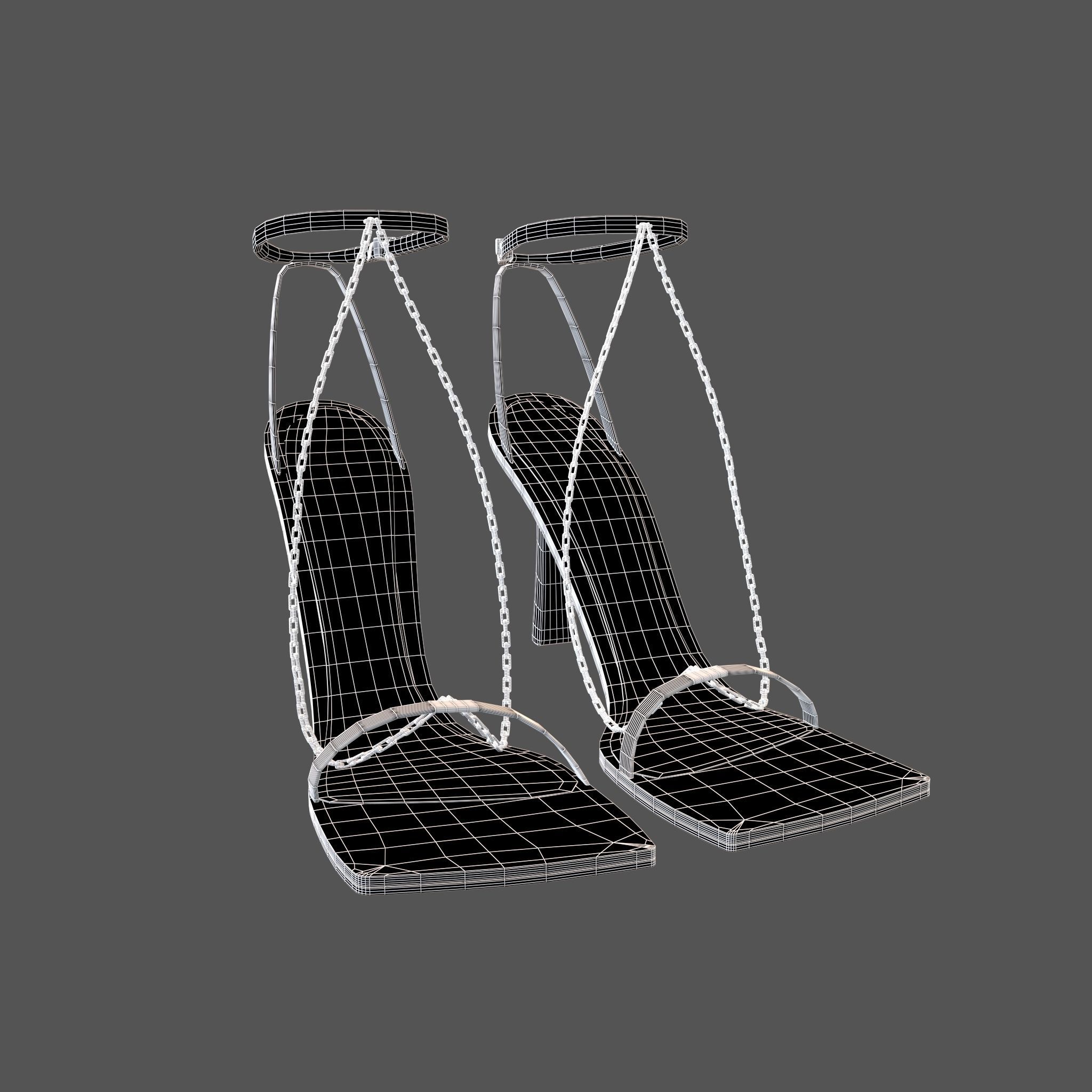 Square Toe Leather Sandals v2 004 Low-poly 3D model_5