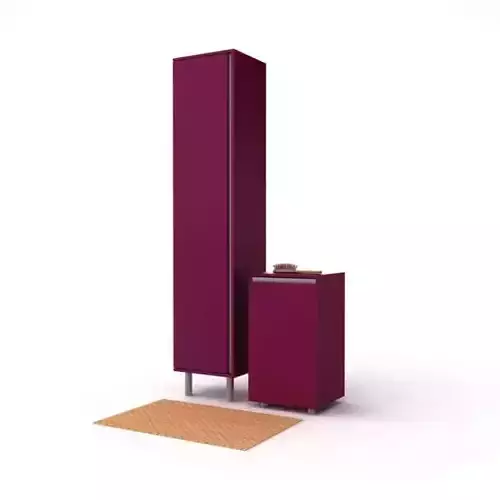 Burgandy Bathroom Storage Cabinets 3D model