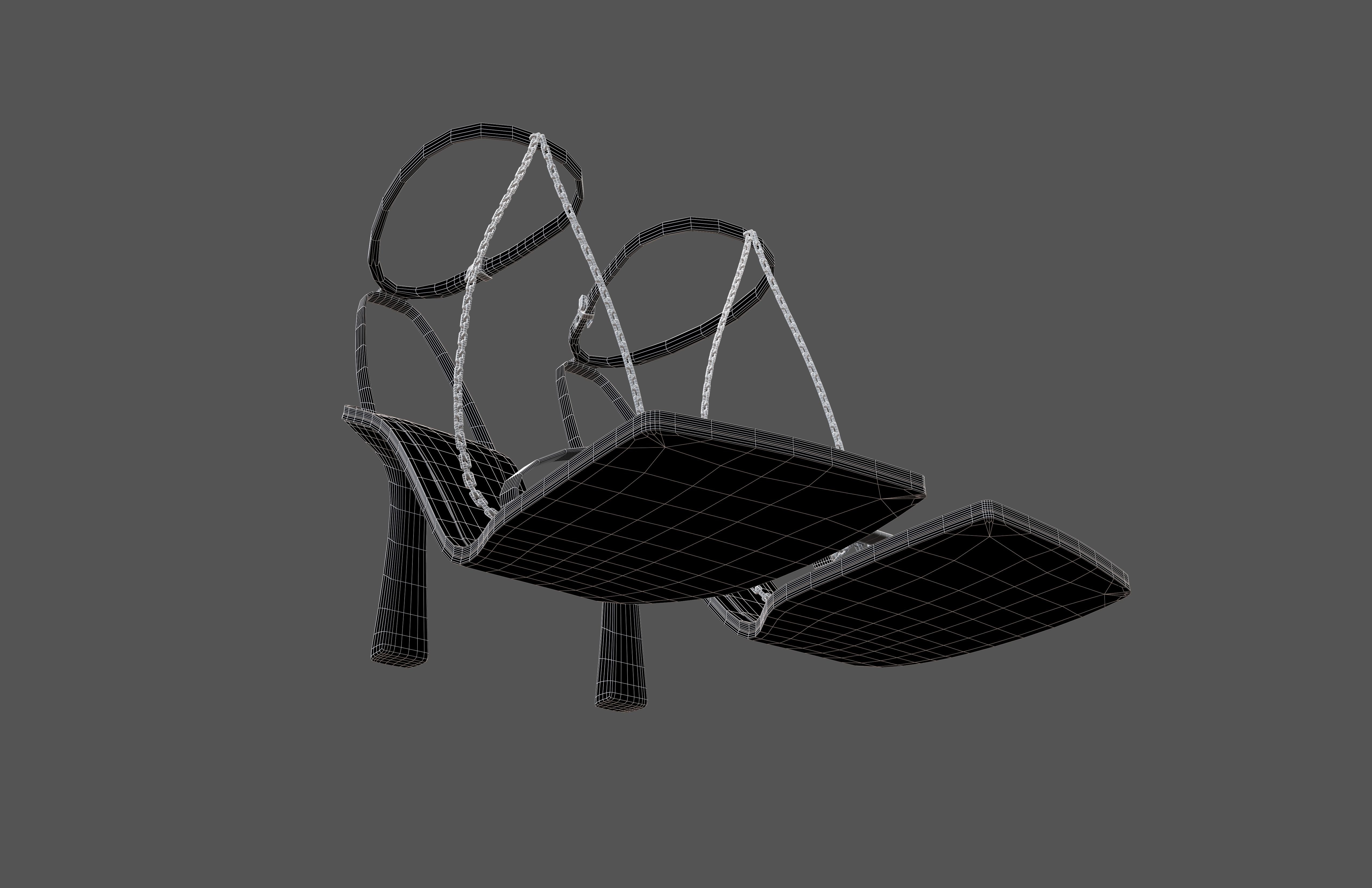 Square Toe Leather Sandals v2 006 Low-poly 3D model_8