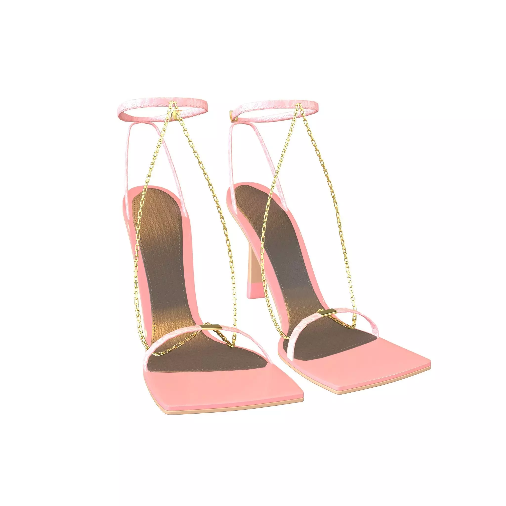 Square Toe Leather Sandals v2 006 Low-poly 3D model_0