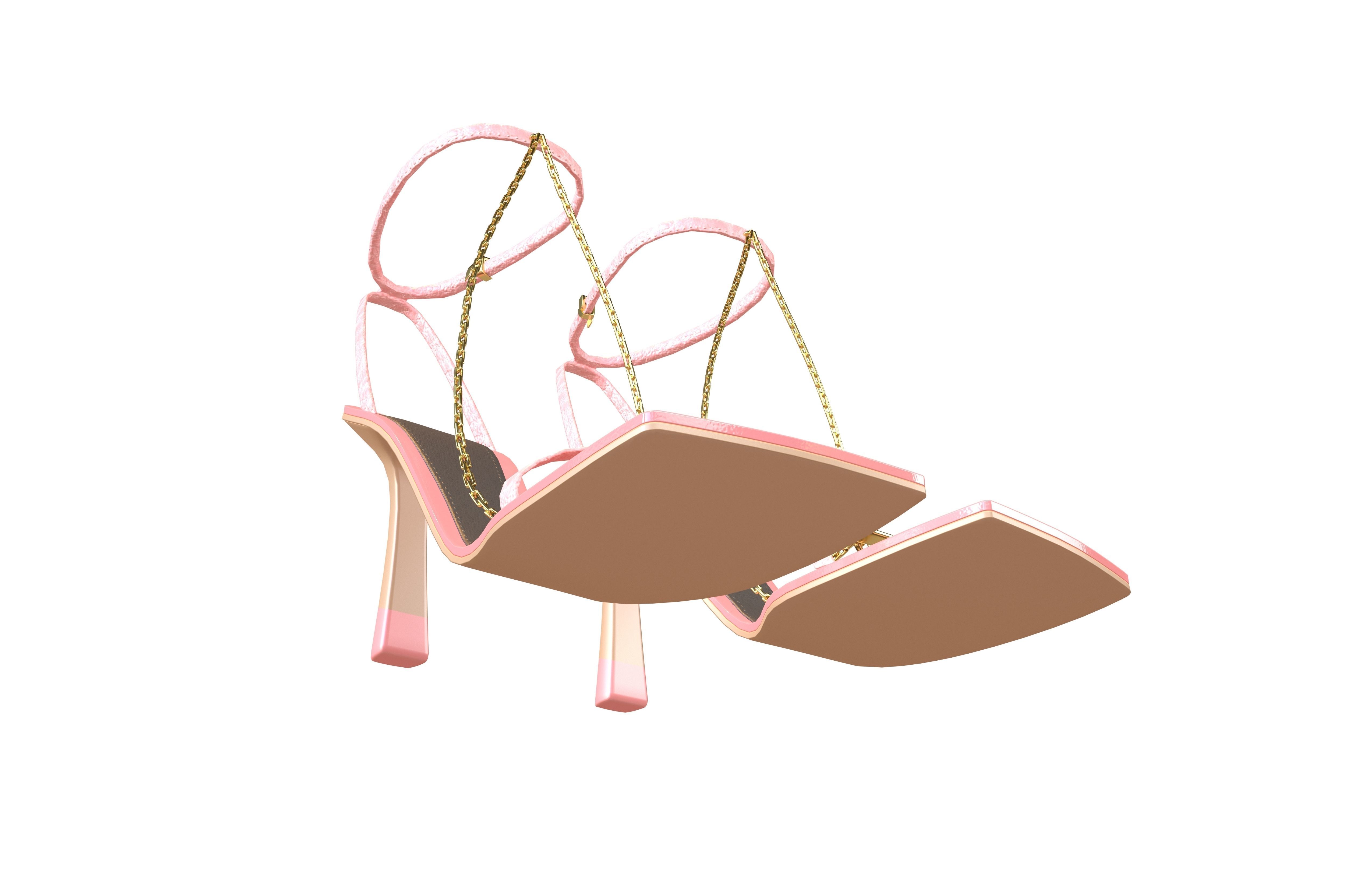 Square Toe Leather Sandals v2 006 Low-poly 3D model_3