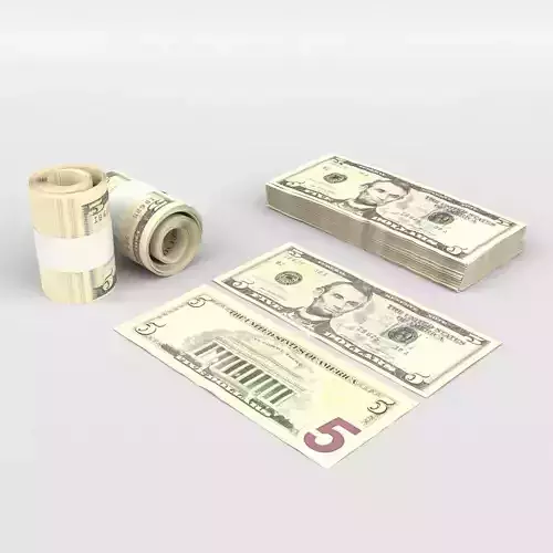5 US Dollars 3D model