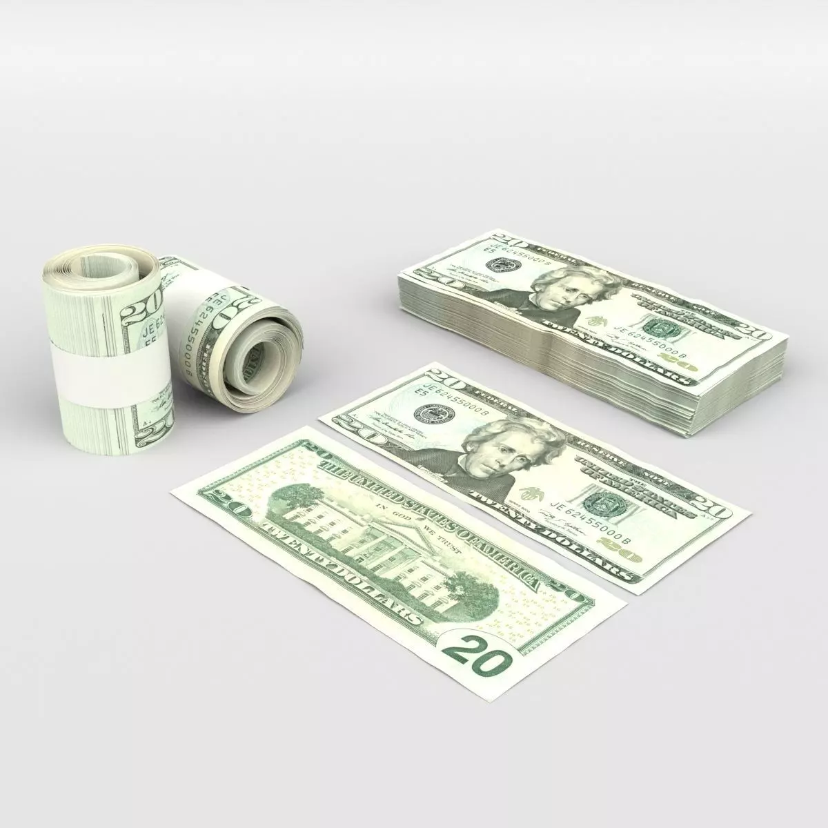 20 US Dollars 3D model_0