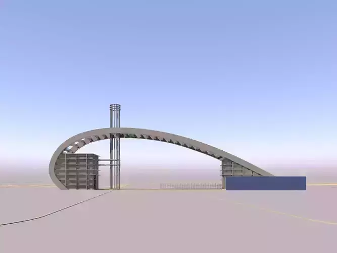 Industrial plant gate design drawing 3D model