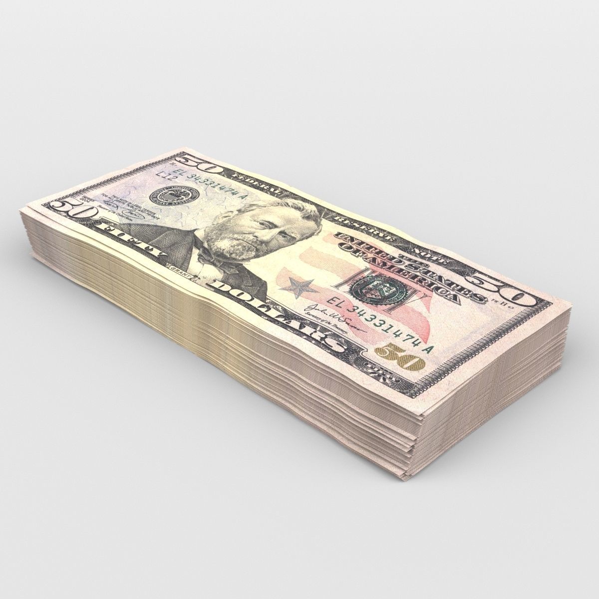 50 US Dollars 3D model_2