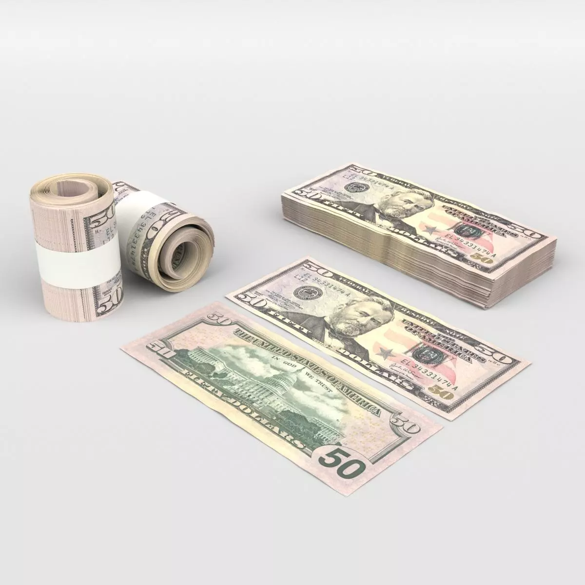 50 US Dollars 3D model_0