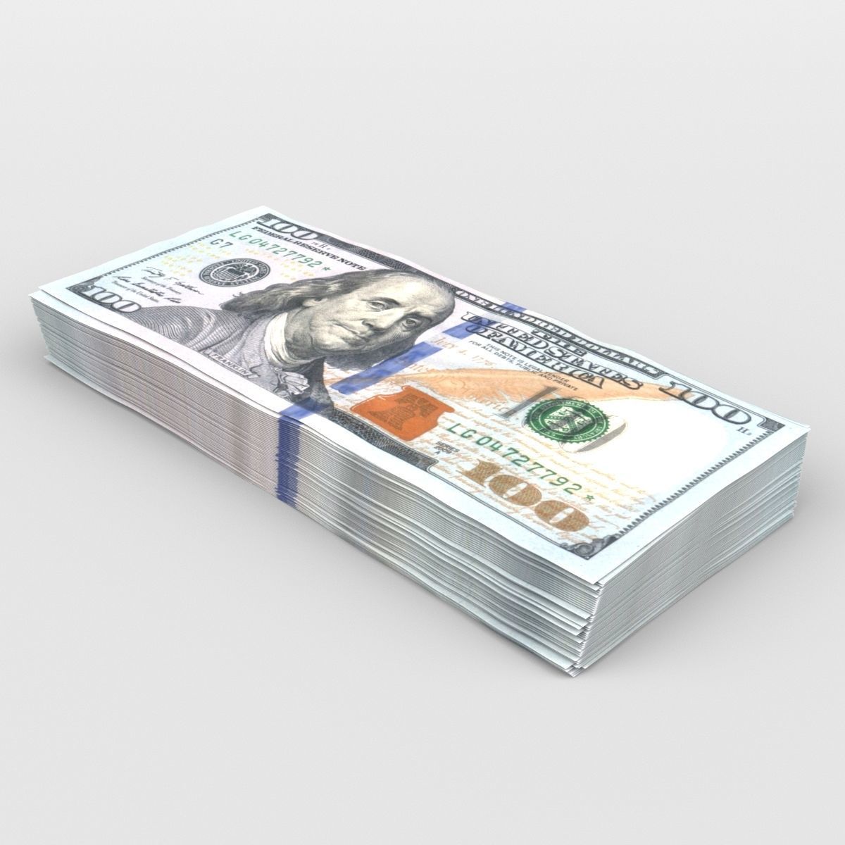 100 US Dollars 3D model_2