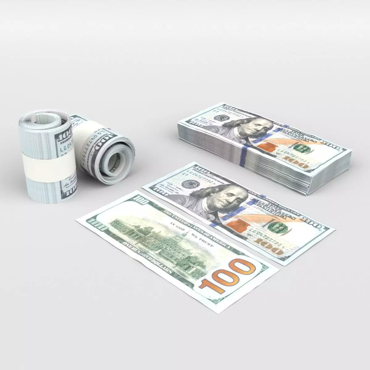 100 US Dollars 3D model_0