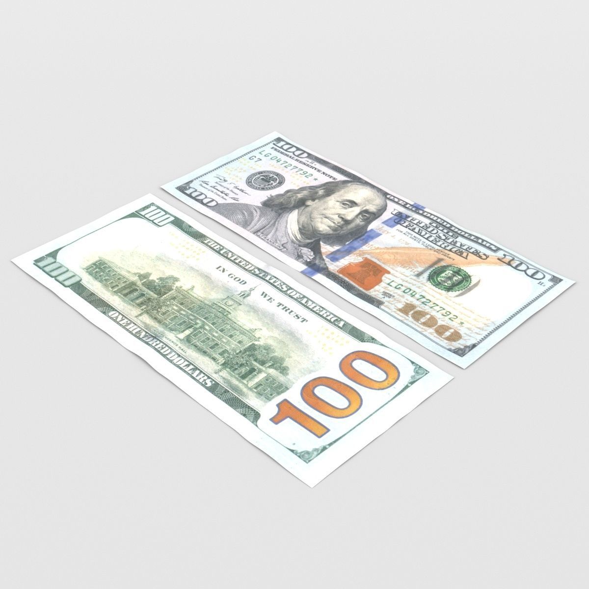 100 US Dollars 3D model_1
