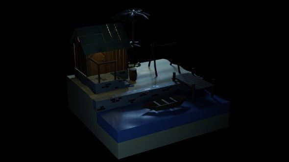 Beach House - Floating Island Artwork 3D print model_13