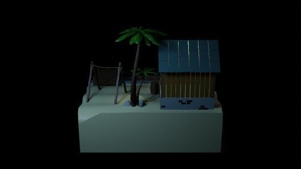 Beach House - Floating Island Artwork 3D print model_24