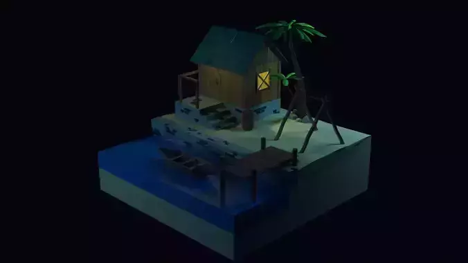 Beach House - Floating Island Artwork 3D print model