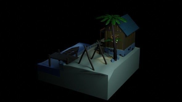 Beach House - Floating Island Artwork 3D print model_26