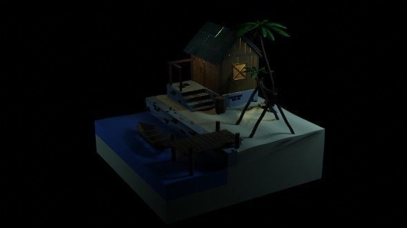Beach House - Floating Island Artwork 3D print model_6