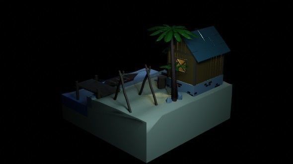 Beach House - Floating Island Artwork 3D print model_22