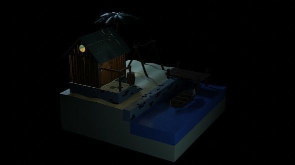 Beach House - Floating Island Artwork 3D print model_12