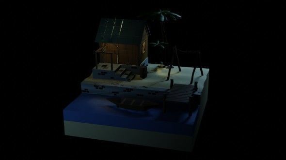 Beach House - Floating Island Artwork 3D print model_8