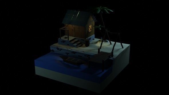 Beach House - Floating Island Artwork 3D print model_4