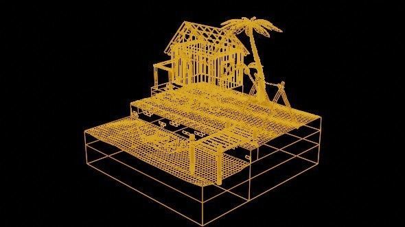 Beach House - Floating Island Artwork 3D print model_2