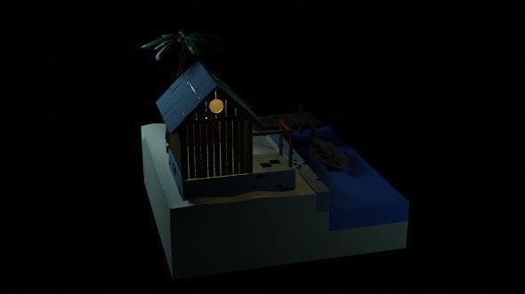Beach House - Floating Island Artwork 3D print model_11