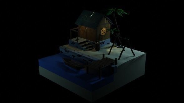 Beach House - Floating Island Artwork 3D print model_7