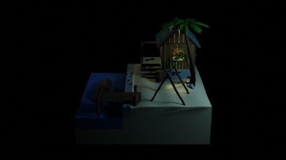 Beach House - Floating Island Artwork 3D print model_5