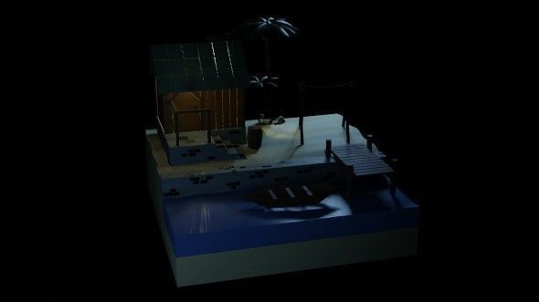 Beach House - Floating Island Artwork 3D print model_14