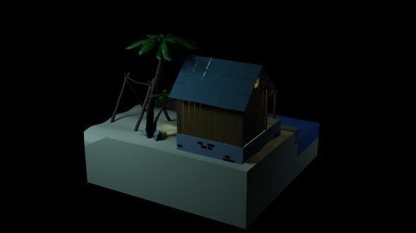 Beach House - Floating Island Artwork 3D print model_17