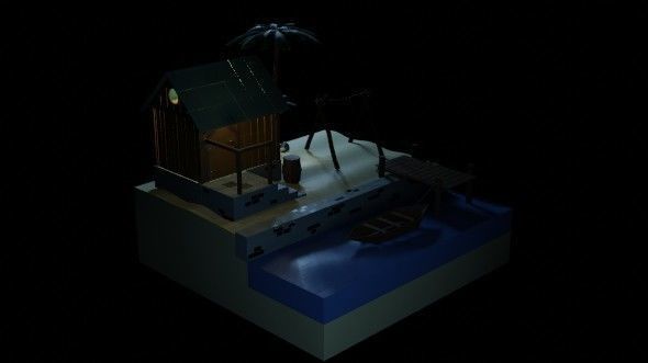 Beach House - Floating Island Artwork 3D print model_10