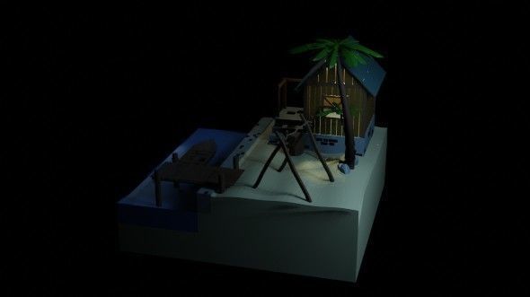 Beach House - Floating Island Artwork 3D print model_23